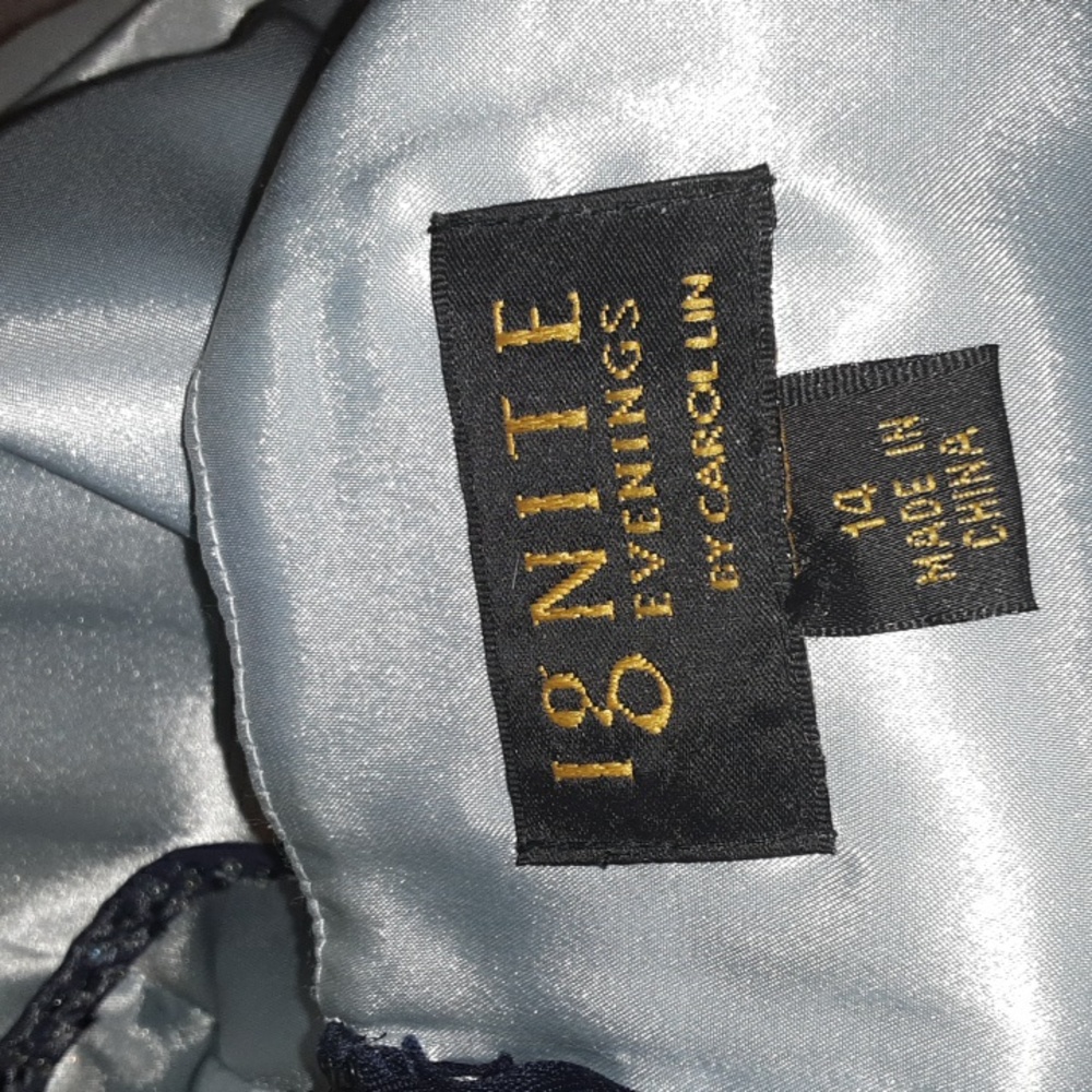 Ignite Evenings By Carol Lin size 14 navy blue lined dress - Picture 9 of 11